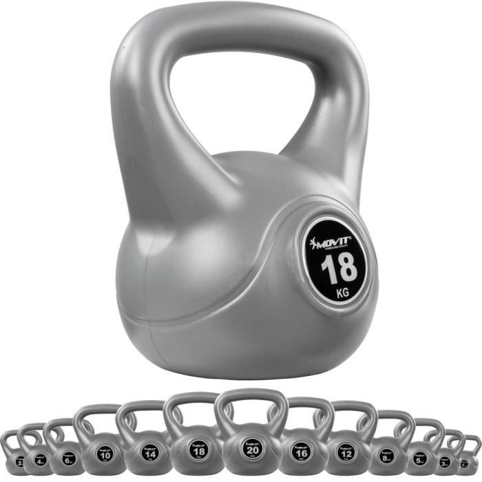 MOVIT Kettlebell plastique 18 kg - Gris