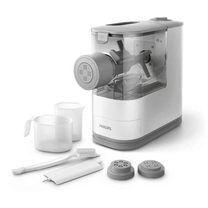 PHILIPS Machine à pâtes HR2345/19, 150W, 100% automatique, 450g en 18min, 4 disques de pâtes, Nettoyage facile, Livre de recettes