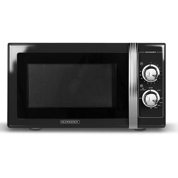 SCHNEIDER - SMW25VMB - Micro-Ondes Grill Vintage - 25 Litres - 900 Watts - Grill 1000 Watts - Coloris Noir