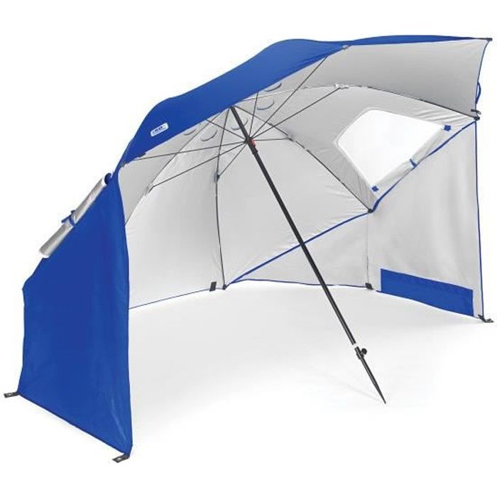 Parasol Sport Brella Bleu, protège du vent, de la pluie et du soleil, bloque les rayons UV nocifs et se plante dans tous les sols