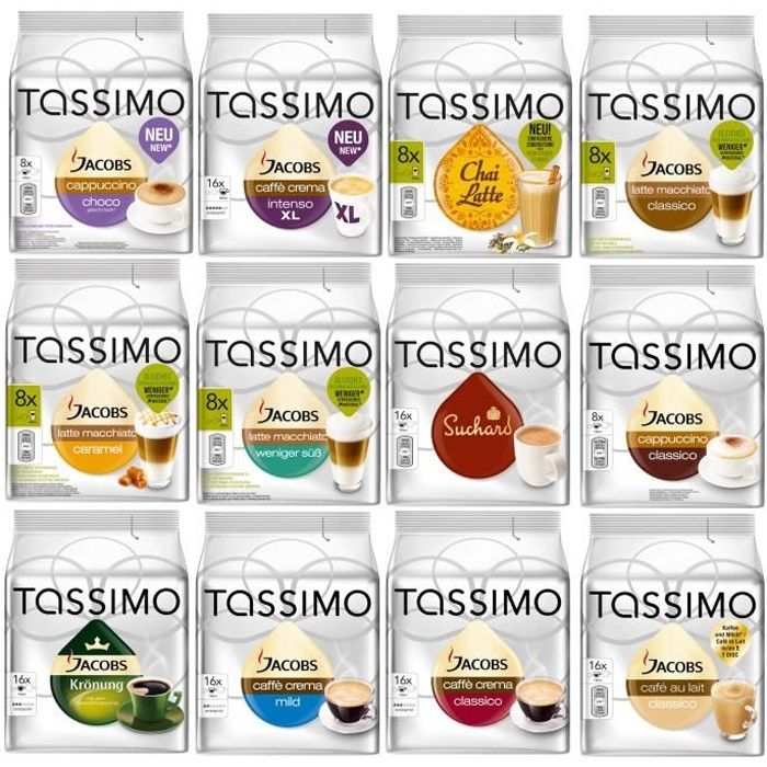 Tassimo Cafe Set 144 Dosettes 12 variétés