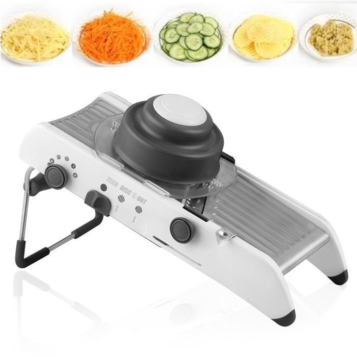 TD® Mandoline de Cuisine Professionnel - Mandoline Légumes Réglable Multifonctions Acier Inoxydable avec Pied Antidérapant Pliable