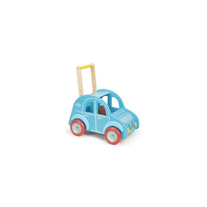 Chariot de marche Deudeuch bleu en bois - Vehicule a pousser - Vilac - Des 1 an