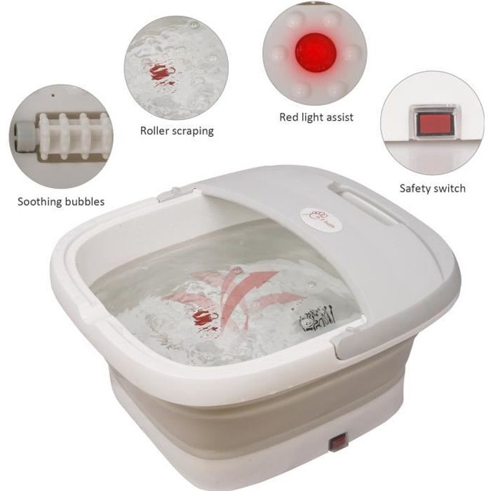 VINTEKY® Bain de Pieds Massage Pliable / Massage des Pieds Électrique, avec Vibrant à Bulles, Chauffage SPA pieds et de pédicure