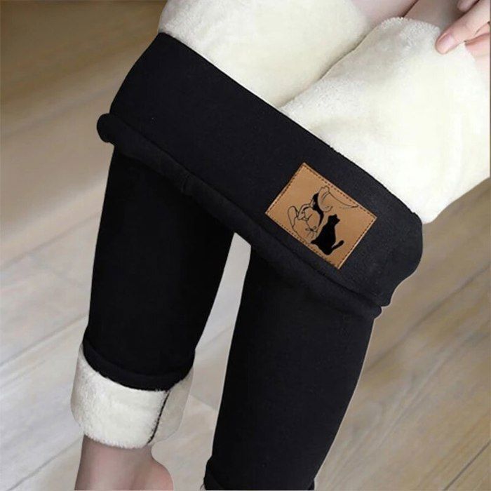 Leggings Thermiques Doublés Polaire Pour Enfants - Pantalon D'hiver épais Similicuir - Confortable Et Tendance - 10