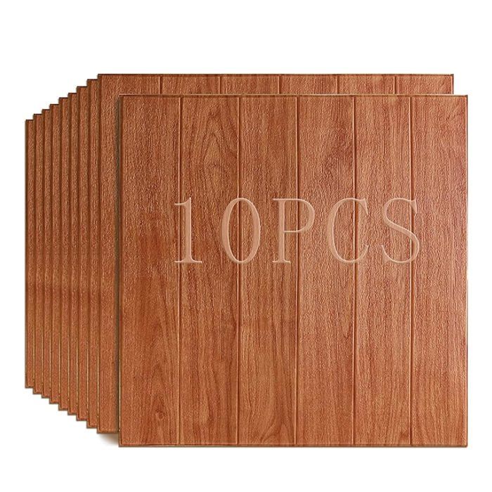 Lot De 9 Panneaux Muraux Bois Auto-adhésifs MOSANI - Blanc, 900x128mm, Épaisseur 4,5 Mm