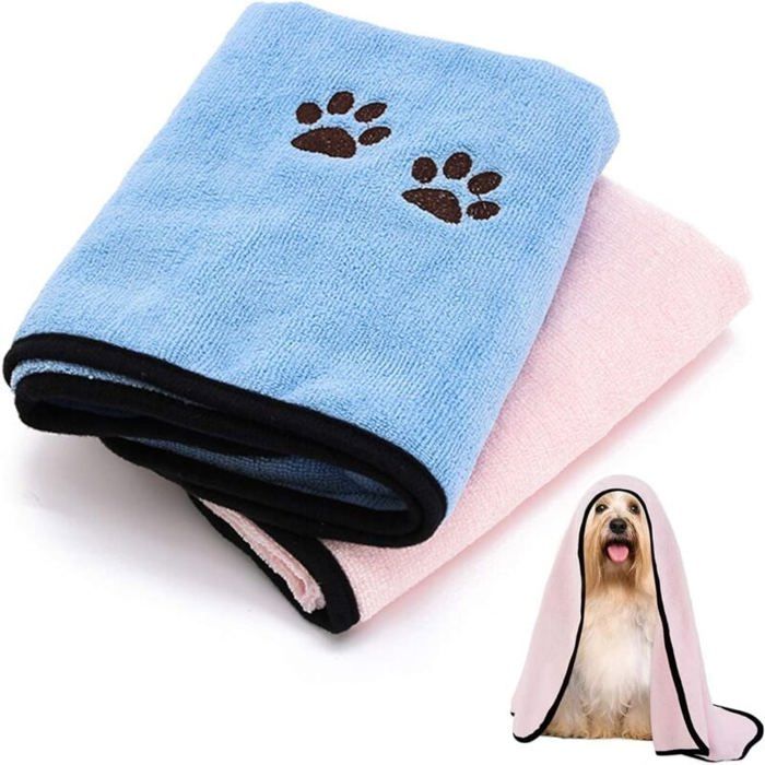 Meilleurs prix pour Serviette à Séchage Rapide pour Chien, 2 PIÈCES Serviettes pour Animaux de Compagnie, Serviettes Absorbantes pour Chiens, Servie
