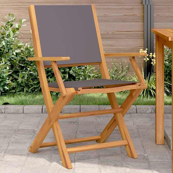 vidaXL Lot de 2 chaises de jardin bois acacia massif tissu - vue 3