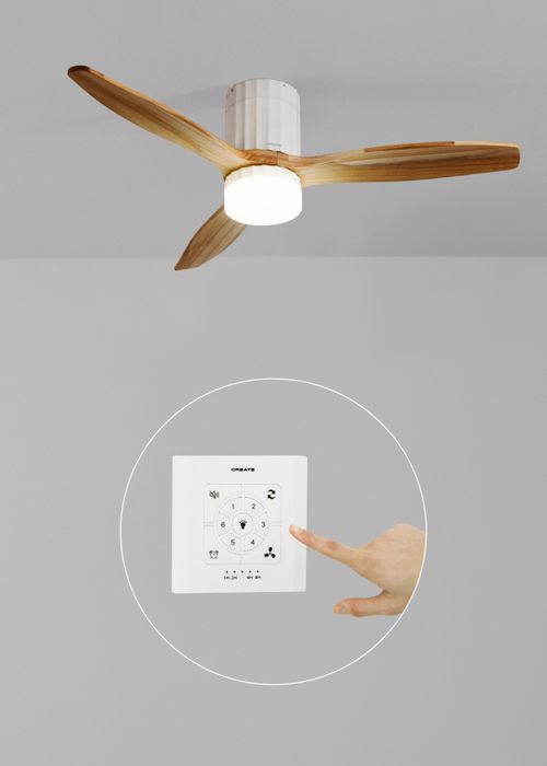 Ventilateur de plafond - Create - Avec lumière - Silencieux - Ø132 cm - Bois clair - Create