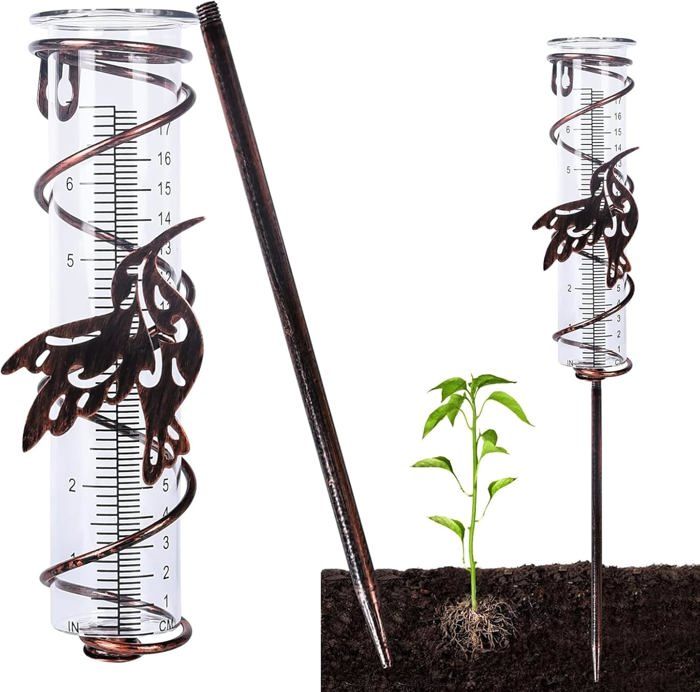 Pluviomètre Extérieur – Lot De 2 Cônes En Plastique Avec Piquet Pour Jardin, Facile à Lire Et Résistant Aux Intempéries