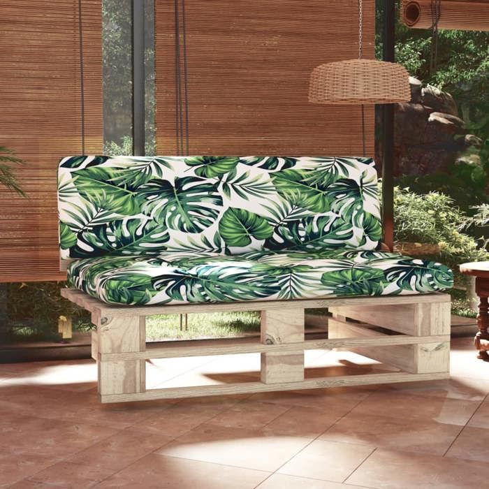 Canapé dextérieur-Canapé central palette de jardin bois de pin imprégné - Anti UV（2514833）