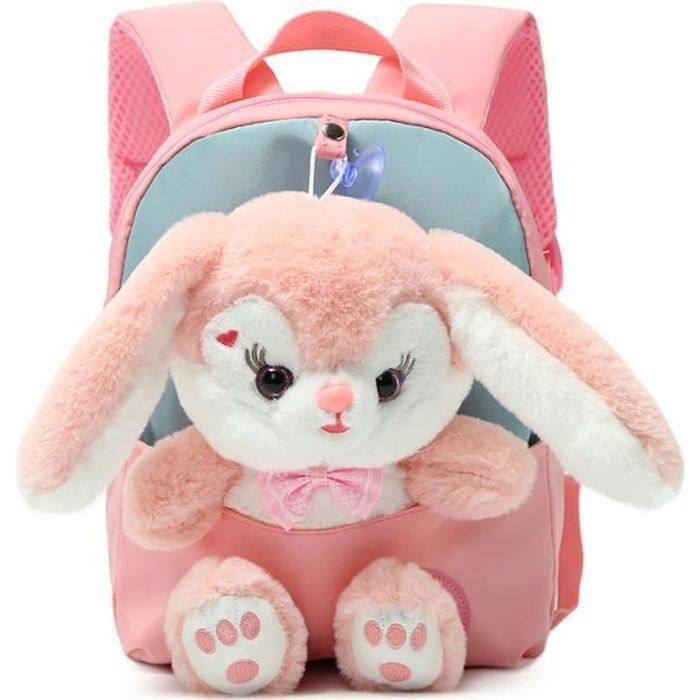 Sac Dos Enfant - MEGAWISE - Mignon Cartable Fille - Impermable - Dtachable Lapin en Peluche - 22x10x26 cm PZCC