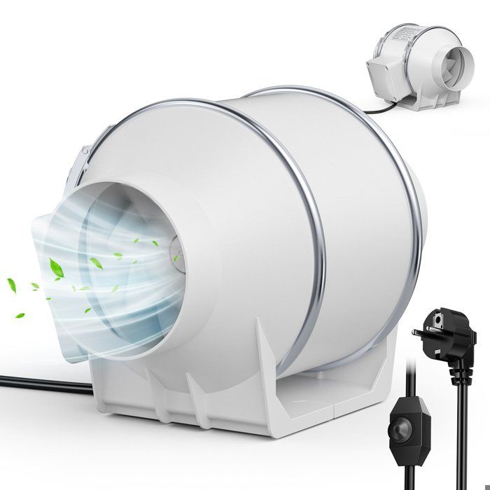 Ventilateur Conduit 4 pouces 310m³/h Vitesse Variable 30dB Faible Bruit IPX2 pour conduit daération salle de bain cuisine