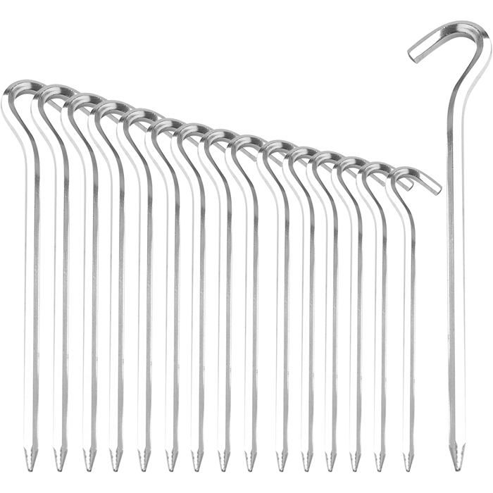 Lot De 12 Sardines De Fixation 40 Cm Avec Crochet En J - Pour Tente, Bâche, Trampoline, Jardin