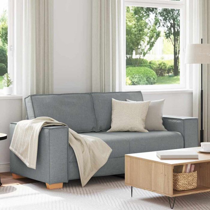 Canapé 2 places Gris clair 140 cm Tissu