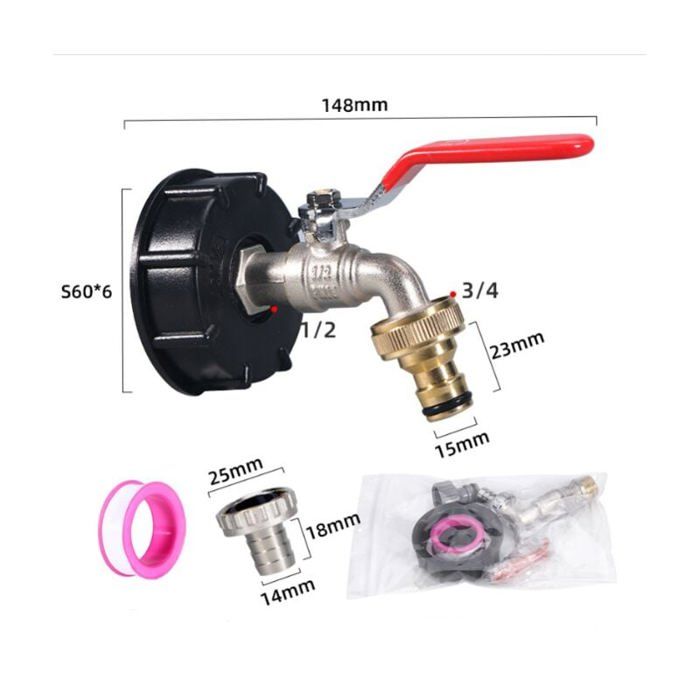 Adaptateur robinet tuyau arrosage pour cuve 1000L vanne à bille