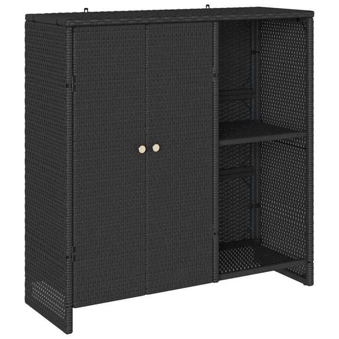 Noir Armoire de rangement CLARENCE cabinet moderne avec stockage Noir 100 x 36 x 102 cm Rotin LV1794