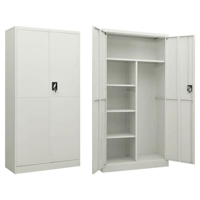 Armoire à casiers - vidaXL - Gris clair - Acier - 90x40x180 cm - 4 étagères