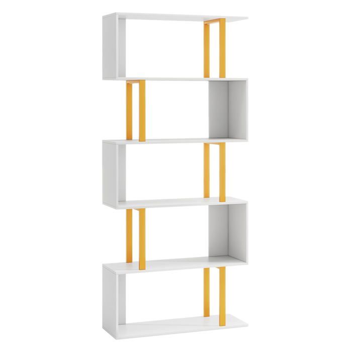 GIANTEX Bibliothèque Géométrique à 5 Niveaux Cadre en Métal Style Scandinave Étagère de Rangement pour SalonChambre