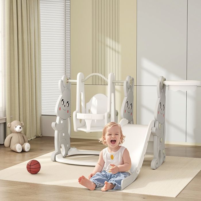 Jeu d'escalade pour enfants, design 4-en-1 avec pont en arc, balançoire