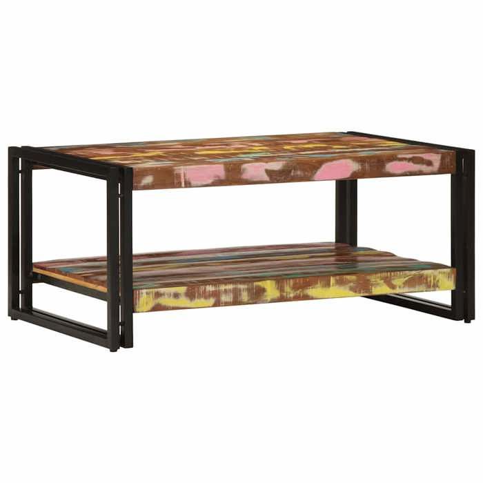 Table basse rectangulaire - vidaxl - 90x50x38 cm - Bois de récupération massif - Multicolore - Capacité 60 kg