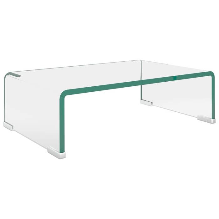 Meuble TV en verre - JILL - 40x25x11 cm - Verre trempé - Transparent - Épaisseur du verre 8 mm - Support moniteur