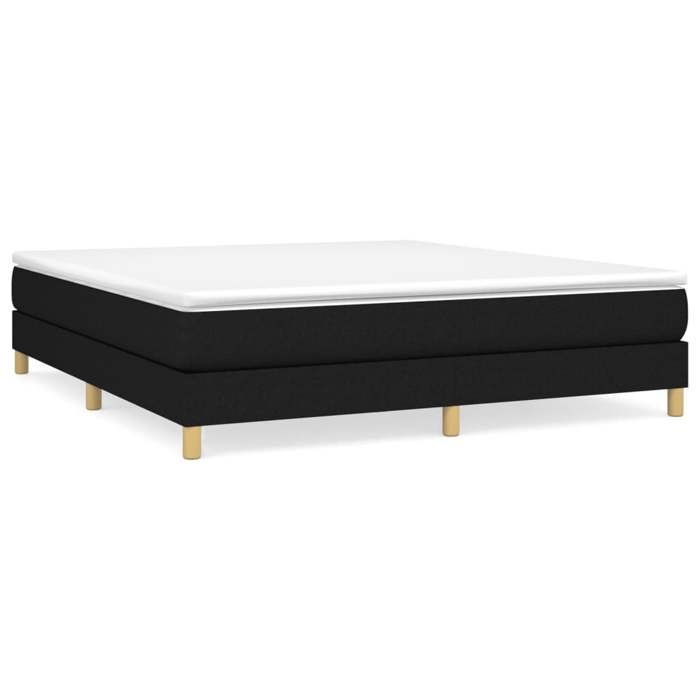 Cadre de lit à ressorts - JILL - 180x200 cm - Noir - Tissu polyester - Lattes de contreplaqué - Pieds robustes