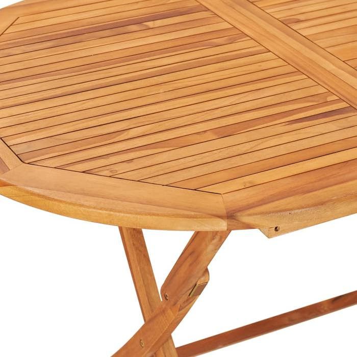 Table pliable de jardin en teck - WIENS - 160x80x75 cm - Bois de teck - Pliable - Usage intérieur et extérieur - Brun
