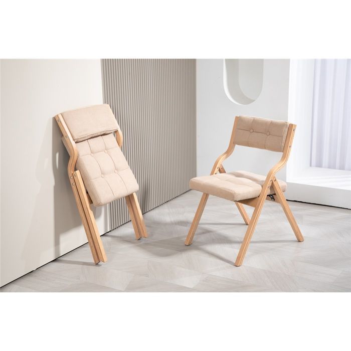 Chaise Pliante Rembourrée en Bois Portable Kaki - Lot de 2 pour Bureau Cuisine Événement - Dimensions 48x61x77cm Chaise Pliante Rembourrée en Bois Portable Kaki - Lot de 2 pour Bureau Cuisine Événement - Dimensions 48x61x77cm