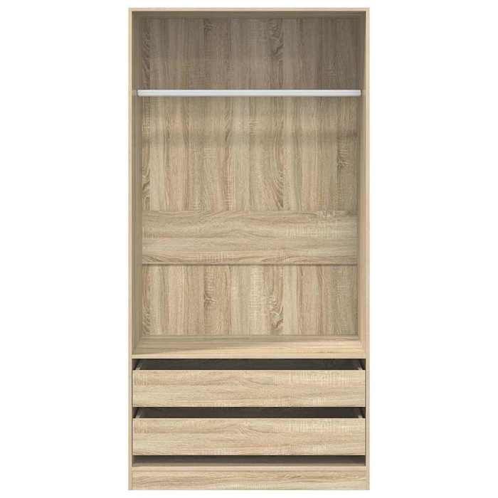 Garde-robe en bois dingénierie - MEUBLECHIC - Chêne sonoma - 100x50x200 cm - 2 tiroirs