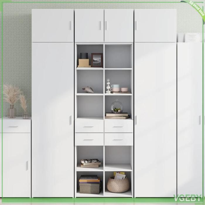 Armoire de rangement - FAF7291712425325 - Blanc - Bois dingénierie - 70x42 5x225 cm 11 compartiments