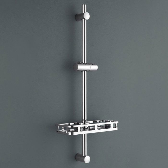 Auralum MAX - Barre de douche réglable inox chromée 70 cm avec étagère support coulissant 360° - Installation perçage