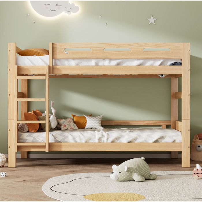 Lit superposé 90x200 cm bois naturel convertible en 2 lits simples – Pin massif