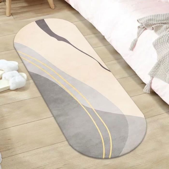 Tapis chambre coucher 40*120cm lot de 2 tapis imitation cachemire ovale descente de lit antidérapante Blanc