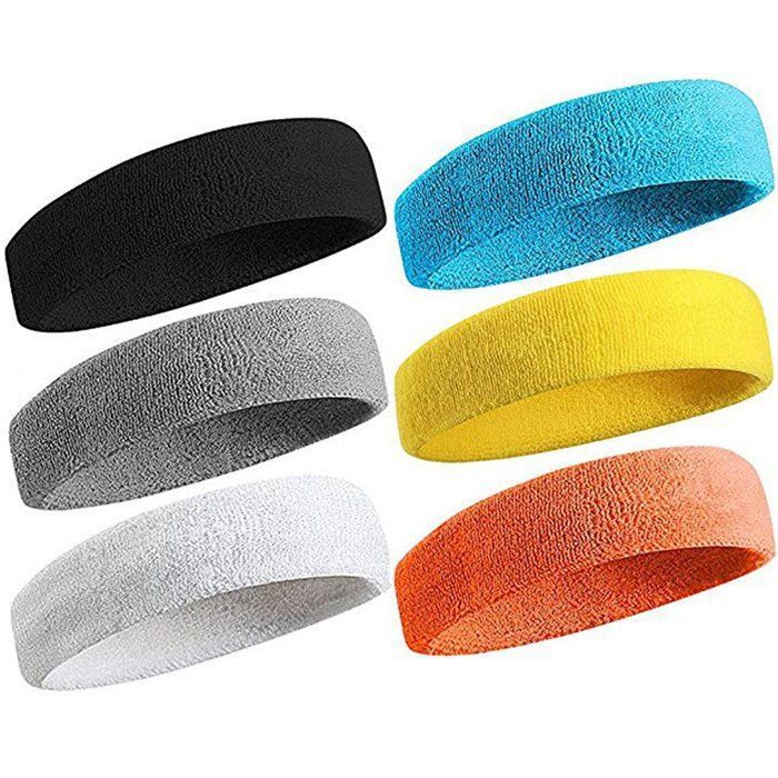 6 Pièces Bandeau de Sport pour Hommes et Femmes Elastique Antidérapant Bandeau Cheveux Sueur Absorbant pour Sports
