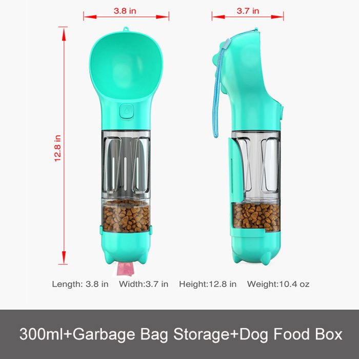Bouteille de voyage pour chien - Phoesky - 300ml - Plastique écologique - Boîte de nourriture intégrée