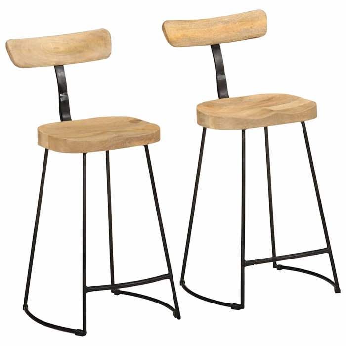 2 PCS Chaises haute Brun - Magnifique Tabourets de bar Classique pour Cuisine Café 49x43x88cm bois de manguier massif 7777