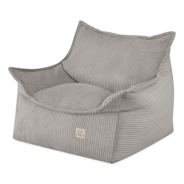 Fauteuil Pouf Siège Poire pour Bébé Enfants pour la Chambre dEnfant MISIOO Roya Velours Côtelé Beige 80x73x58 cm