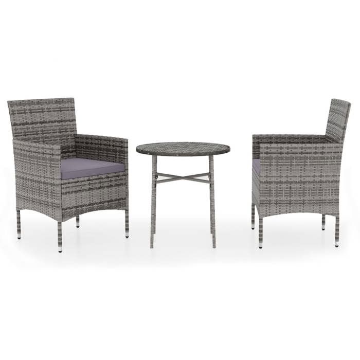 Ensemble à manger de jardin - FAFEICY - 3098023 - Résine tressée - Gris - 2 personnes