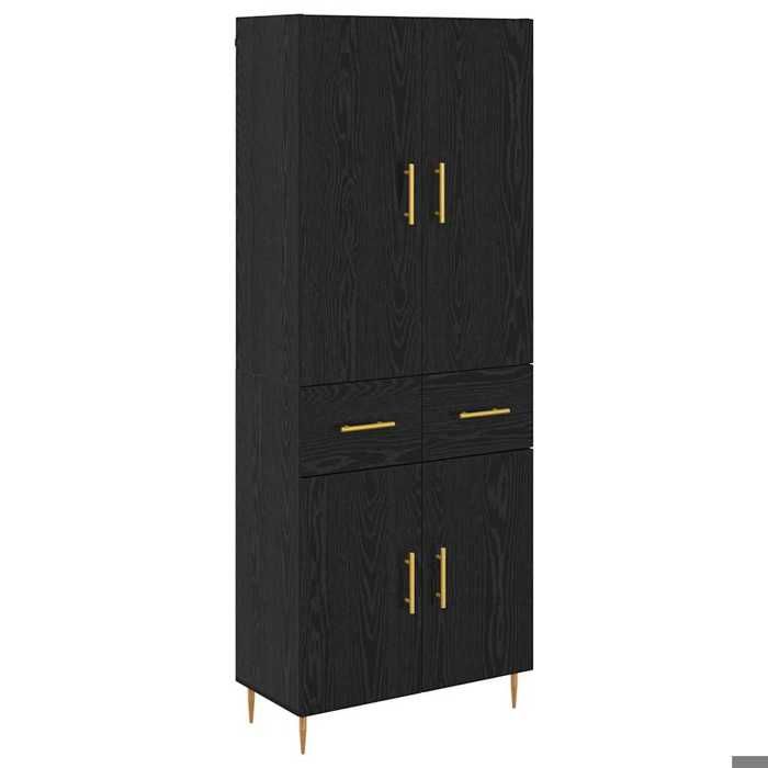 Haut Armoire{1 pièce}matériau durableModern Highboard Chêne noir 695 x 34 x 180 cm Bois dingénierie hdg92x59