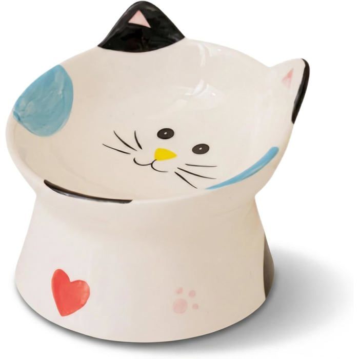 Mangeoire surélevée en céramique pour chat avec support incliné protection du cou mangeoire surélevée inclinée à 15°