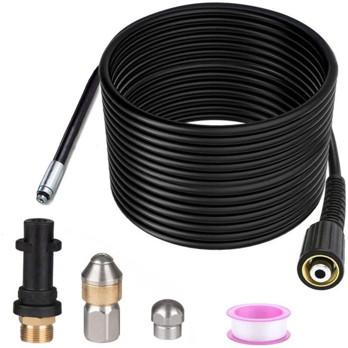 Déboucheur 15 m pour HP – Buses rotative & sphérique – Kit complet