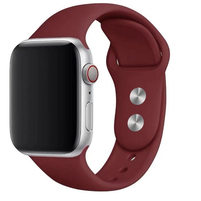 Stravo Bracelet Sport Silicone Premium Apple Watch 44/45/46/49 mm Series 4-11 SE Ultra Fermoir double pression - Bordeaux
