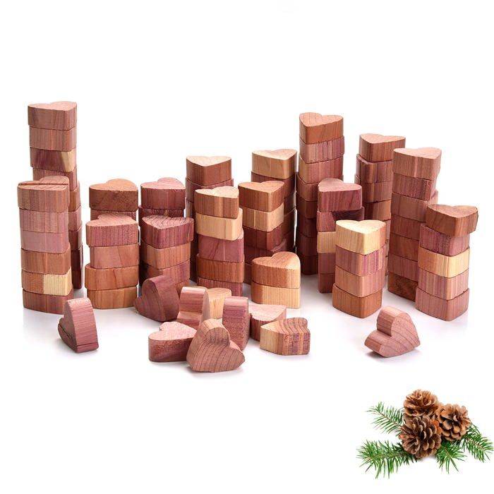 Lot de 100 Anti Mites Bois de Cèdre Anti Mites Textiles Antimites Boules en Bois de Cèdre Cœurs Naturel sans Produit Chimique Piè