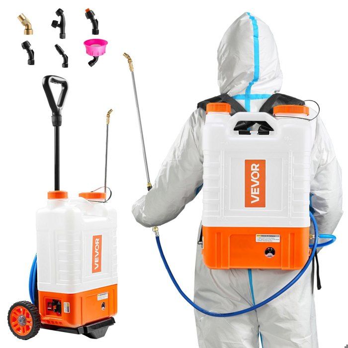 Pulvérisateur à dos sur chariot 15L pression réglable 0-94 PSI batterie 12V 6 buses pour jardin et désherbage