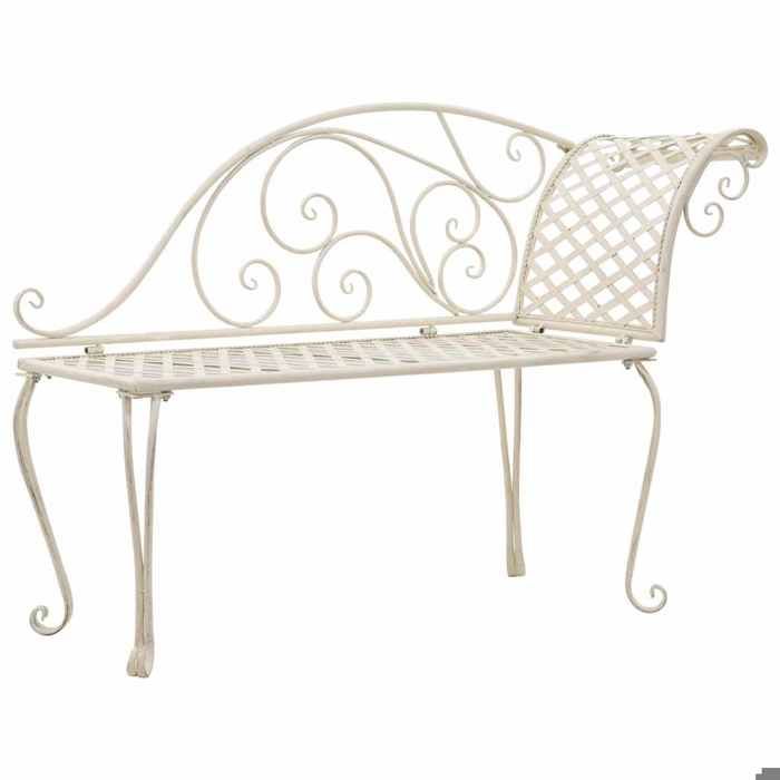 Blanc Chaise longue de jardin 128 cm Métal Antique Blanc - Siège de balcon LV66459
