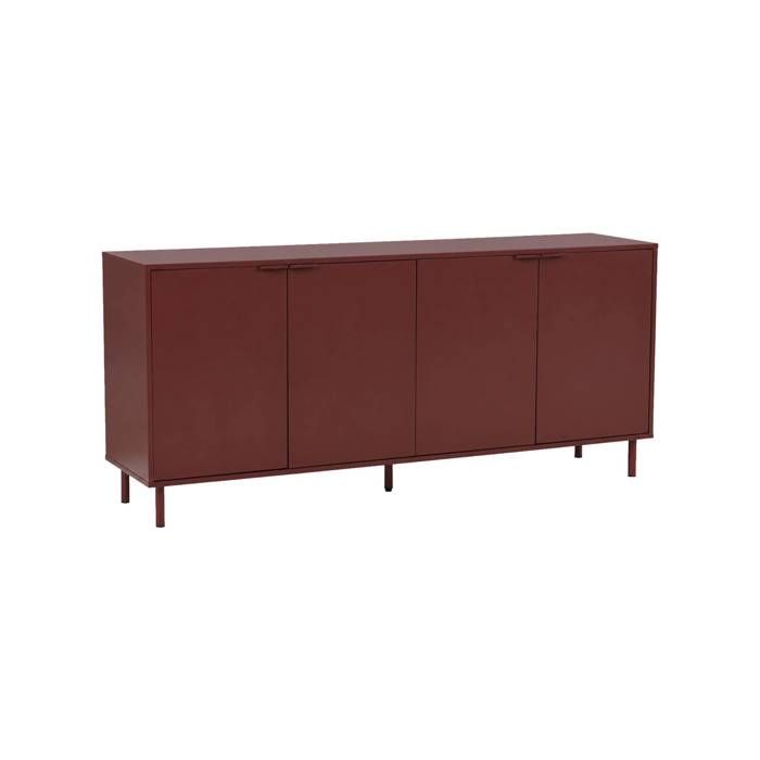 Buffet décor bois et métal 4 portes 160cm bordeaux - Ellie