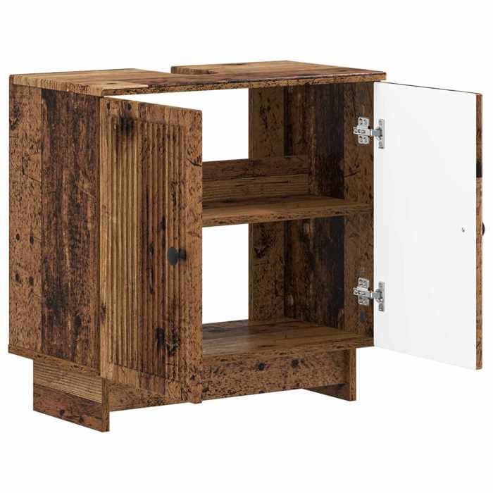 Meuble sous Lavabo de Salle de Bain - EDE - Rangement - Intérieur - Bois - Bois ancien - 59 5x31 5x59 cm