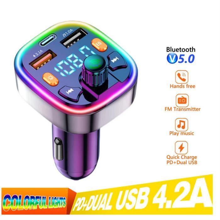 Transmetteur FM Bluetooth/Jack Pour Voiture - Kit Mains-libre Et Streaming Audio - Rechargeable - Neuf