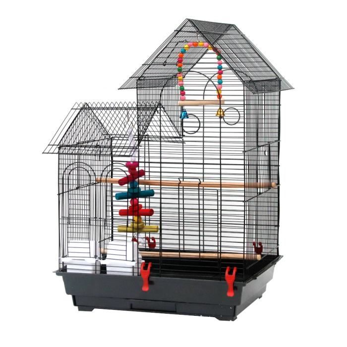 Voliere Cage A Oiseaux 52 X 41 X 76 Cm Cage Perruches Cacatoes Perroquets Canaries En Metal Avec Jouets Cdiscount
